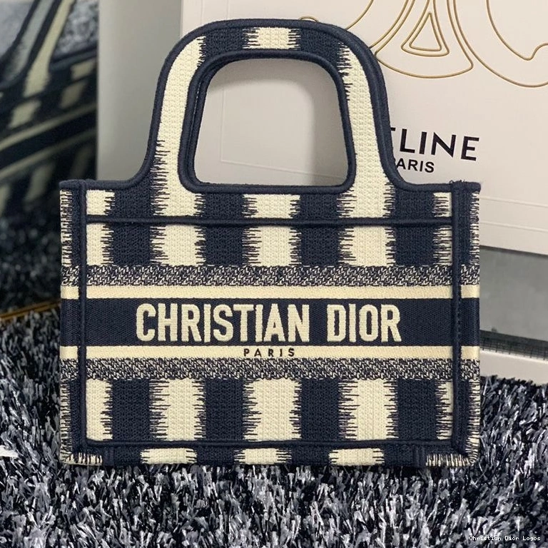 Cheap Mini Dior Blue D-Stripes Tote Book Canvas Motif 0818 Luxury